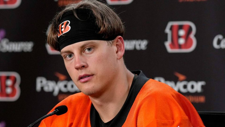 Cincinnati Bengals quarterback Joe Burrow speaks Wednesday, September 6, 2023 at Paycor Stadium during the Week 1 press conference ahead of Sunday's game against the Cleveland Browns.