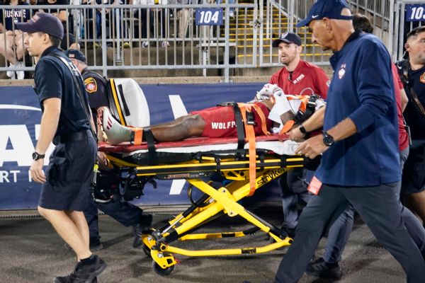 NC State safety leaves on stretcher after late hit